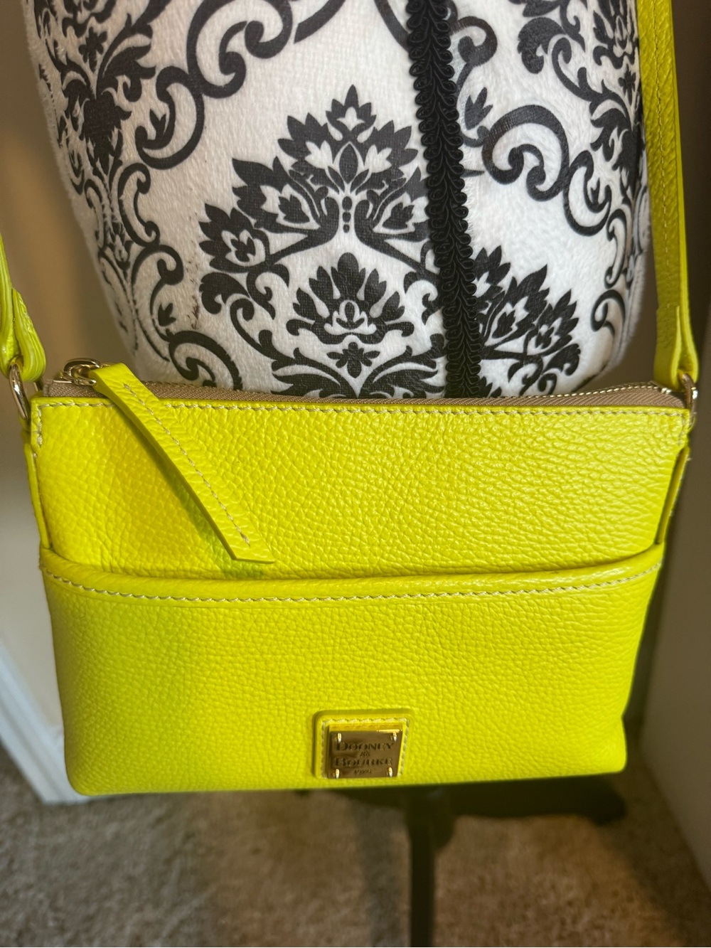 Dooney & Bourke Neon Yellow Pebble Leather Crossbody Bag